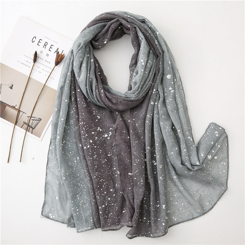 Silver Gradient Summer Scarf Multipurpose Shawl Long Hijab - Gray Gradient / 180X90CM