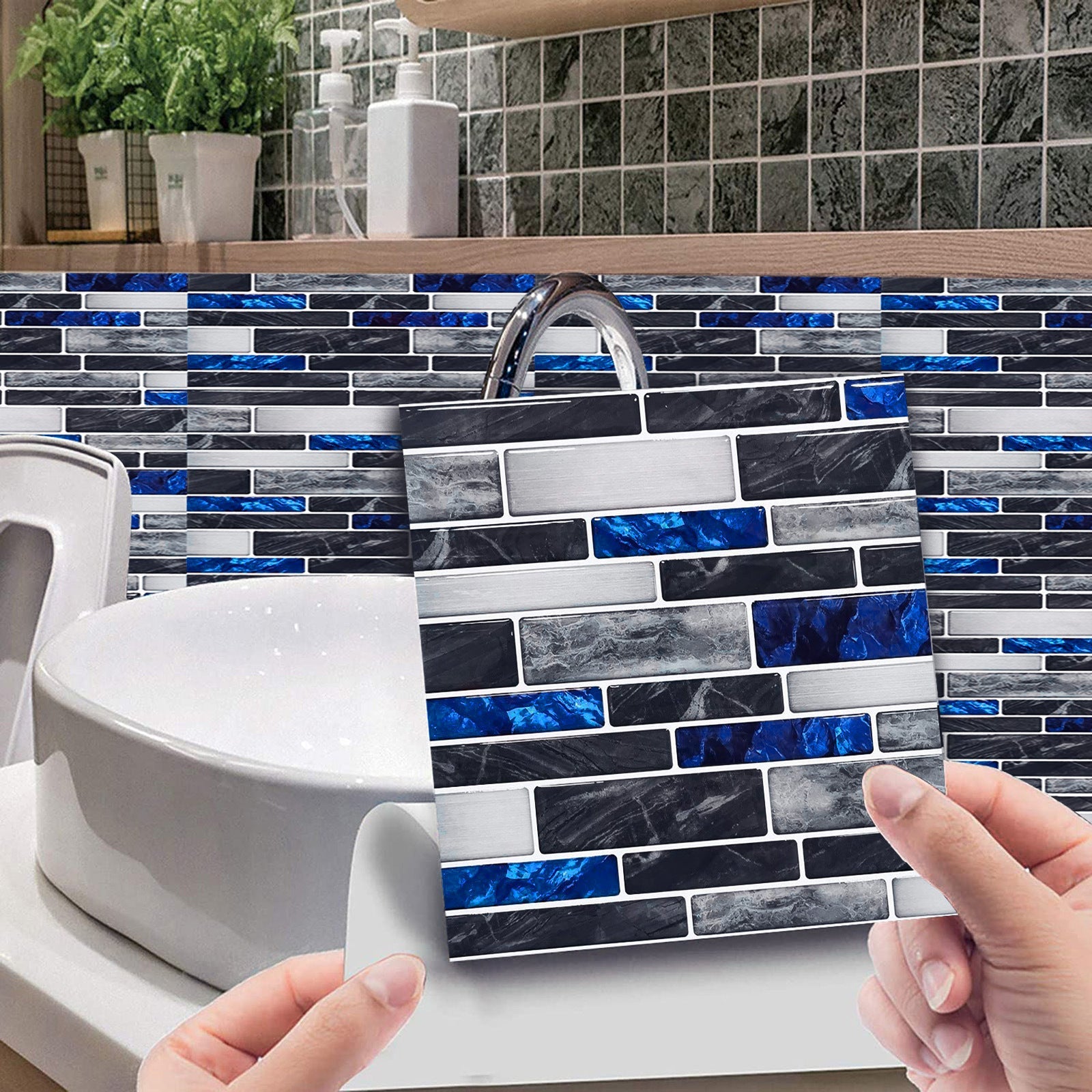 Simulation Marble Embossed Mosaic Pattern Tile Sticker Simulation Tile Stickers for Home & Office - Tile Sticker
