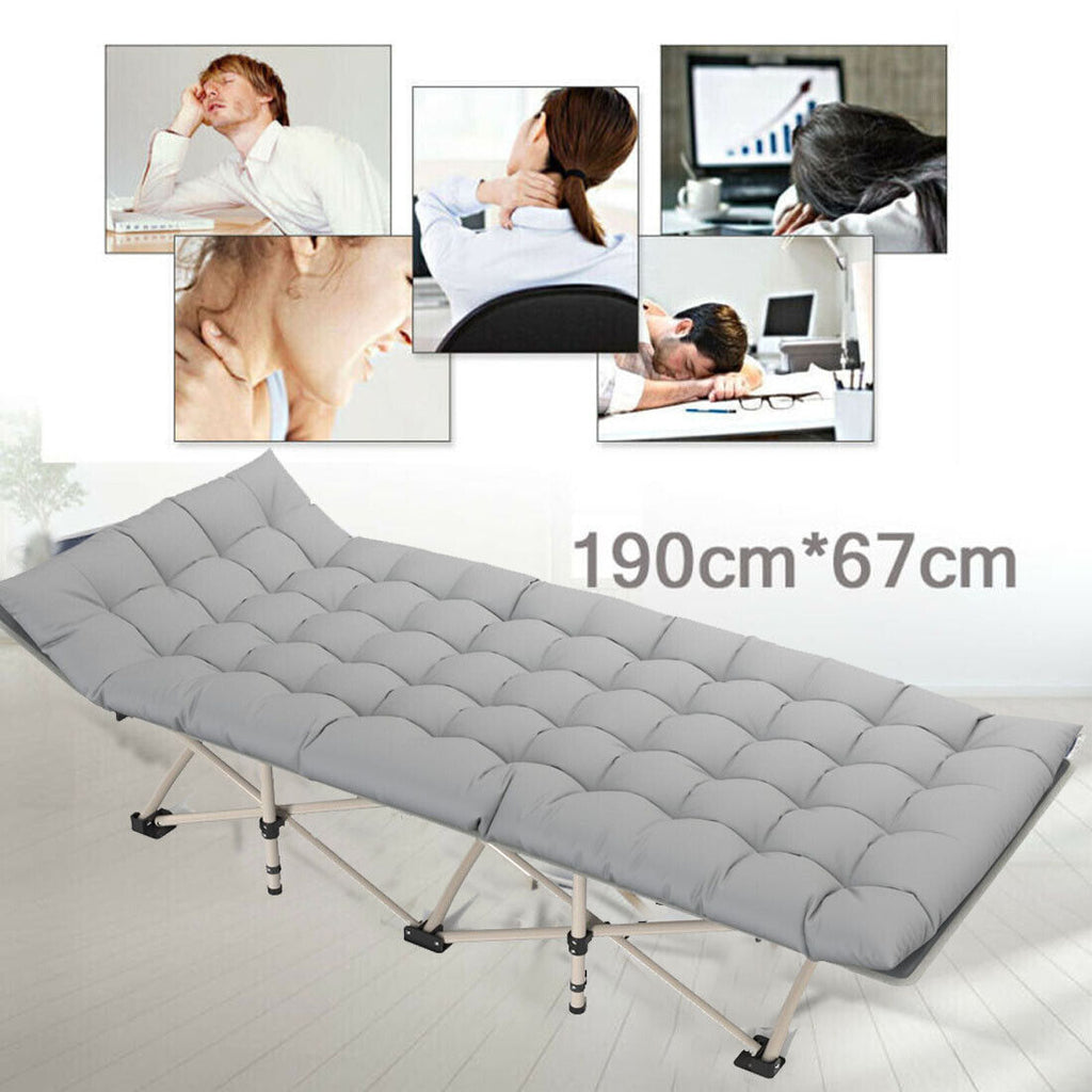 Heavy Duty Single Folding Bed for Guests Camping & Travel Bed Lightweight Folding Bed With Grey Mat - Grey - Single