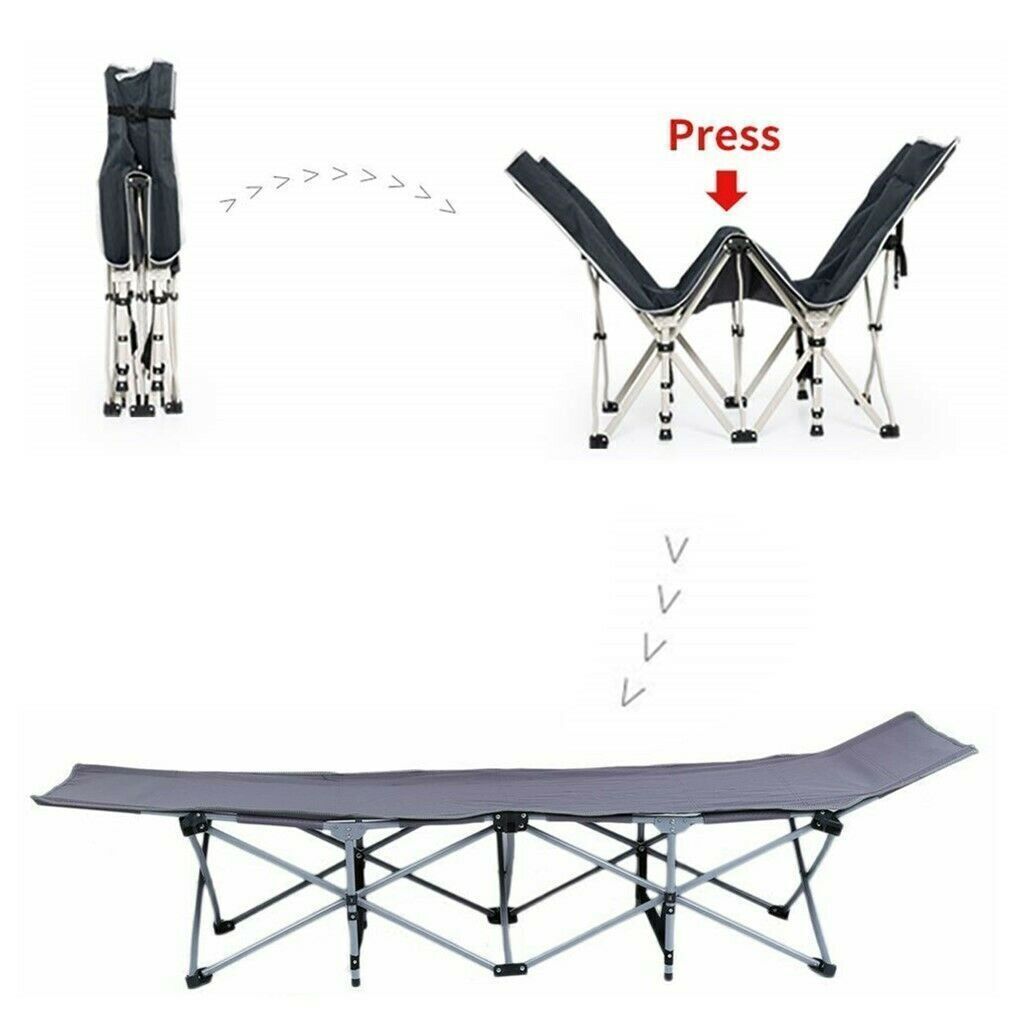 Heavy Duty Single Folding Bed for Guests Camping & Travel Bed Lightweight Folding Bed With Grey Mat - Grey - Single