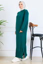 Slit Detailed Knit Dress | Petroleum Blue – NEOMODEST product image 1
