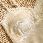 Small Sling Velvet Top Lace Underwear Top With Chest Pad