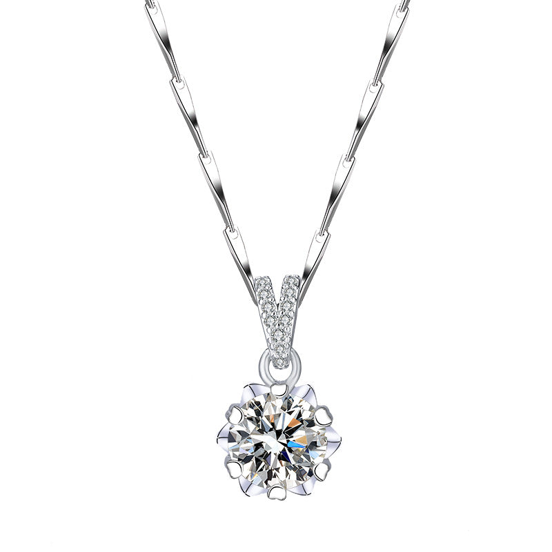 Snowflake Three-pieces Moissanite Ring Necklace And Earring Set - Snowflake 3PCs Suit - Jewellery set