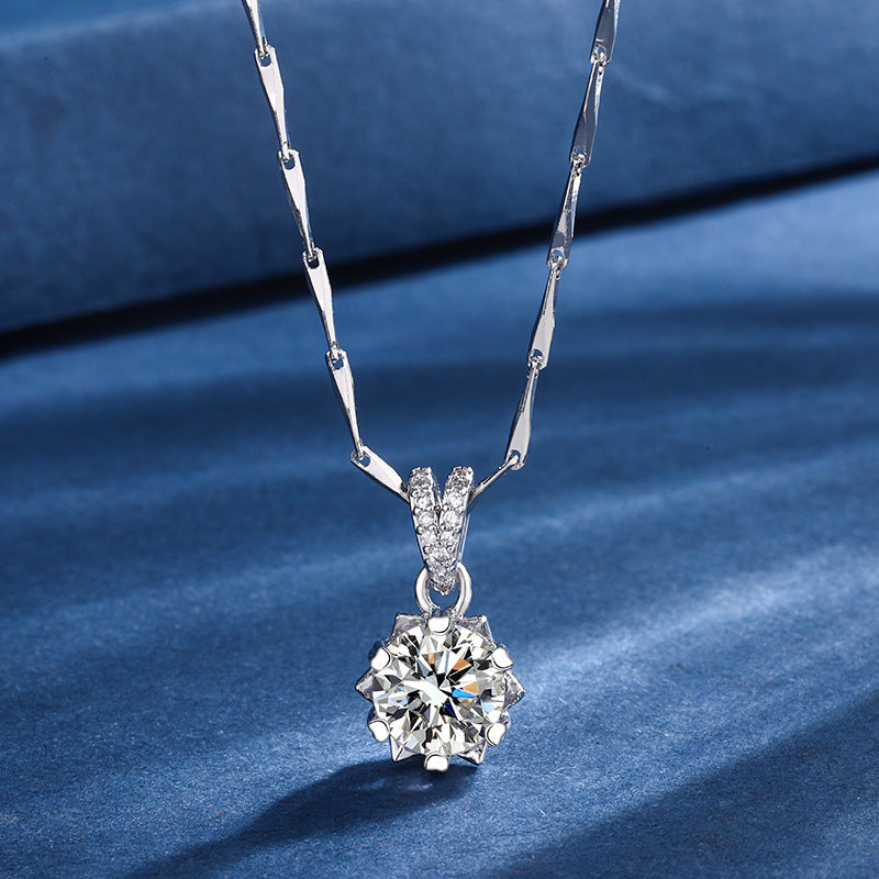 Snowflake Three-pieces Moissanite Ring Necklace And Earring Set - Snowflake 3PCs Suit - Jewellery set