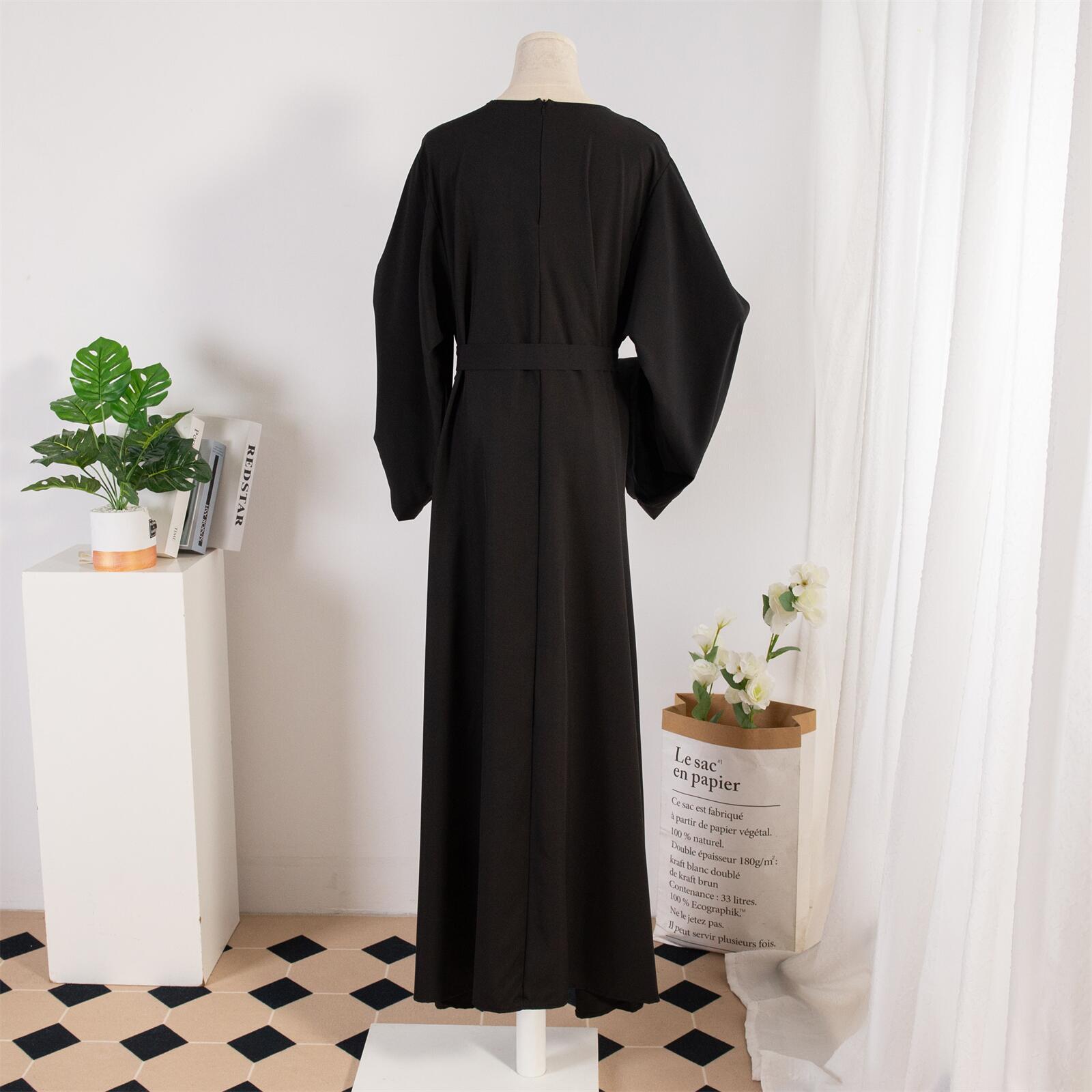 Solid Colour Casual Robe - Abaya