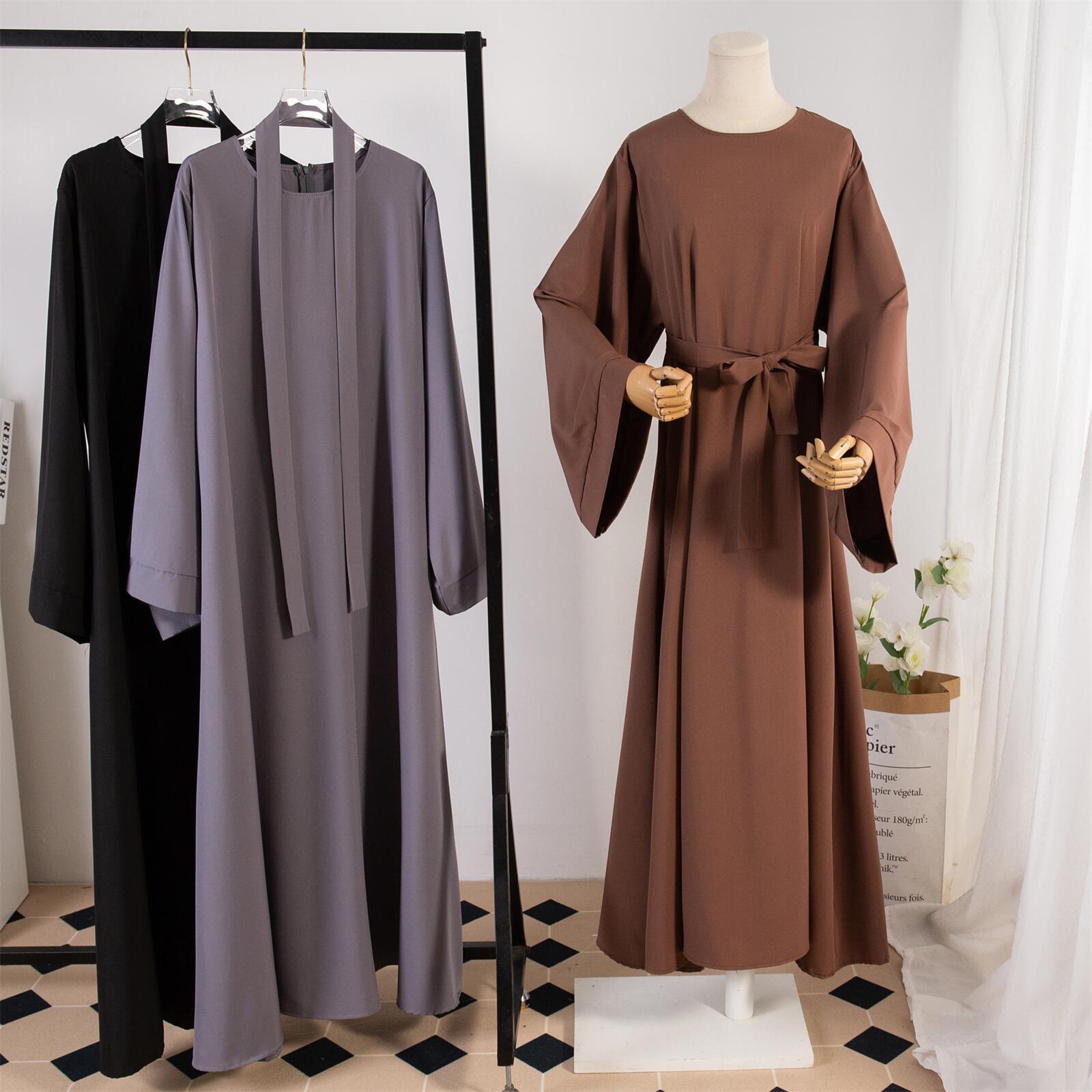 Solid Colour Casual Robe - Abaya