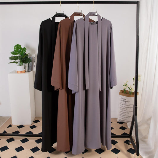 Solid Colour Casual Robe - Abaya