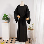 Solid Colour Casual Robe - Black / Free Size - Abaya