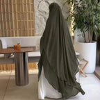 Solid Colour Front And Rear Double-layer Chiffon Large Swing Headscarf - Scarf