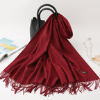 Solid color imitation cashmere scarf women’s single color fashion warm shawl tassel red scarf winter scarf 260g