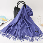 Solid color imitation cashmere scarf women’s single color fashion warm shawl tassel red scarf winter scarf 260g