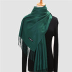Solid color imitation cashmere scarf women’s single color fashion warm shawl tassel red scarf winter scarf 260g