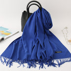 Solid color imitation cashmere scarf women’s single color fashion warm shawl tassel red scarf winter scarf 260g