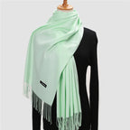Solid color imitation cashmere scarf women’s single color fashion warm shawl tassel red scarf winter scarf 260g