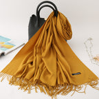 Solid color imitation cashmere scarf women’s single color fashion warm shawl tassel red scarf winter scarf 260g
