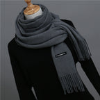 Solid color imitation cashmere scarf women’s single color fashion warm shawl tassel red scarf winter scarf 260g