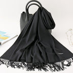 Solid color imitation cashmere scarf women’s single color fashion warm shawl tassel red scarf winter scarf 260g