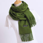 Solid color imitation cashmere scarf women’s single color fashion warm shawl tassel red scarf winter scarf 260g
