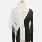 Solid color imitation cashmere scarf women’s single color fashion warm shawl tassel red scarf winter scarf 260g
