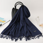 Solid color imitation cashmere scarf women’s single color fashion warm shawl tassel red scarf winter scarf 260g