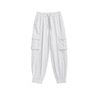 Solid Colour Overalls Knit Pants All-match Trousers Women’s Sports Pants - White / L