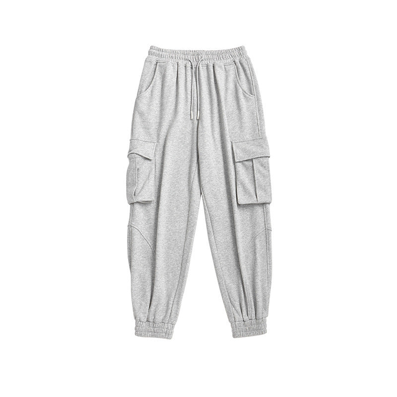 Solid Colour Overalls Knit Pants All-match Trousers Women’s Sports Pants - Gray / L