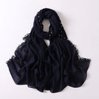 Solid Color Pearl Chiffon Scarf Wavy Edge Beaded Scarf Ethnic Scarf Malay Headscarf Middle East and African Hijab
