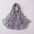 Solid Color Pearl Chiffon Scarf Wavy Edge Beaded Scarf Ethnic Scarf Malay Headscarf Middle East and African Hijab
