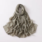 Solid Color Pearl Chiffon Scarf Wavy Edge Beaded Scarf Ethnic Scarf Malay Headscarf Middle East and African Hijab