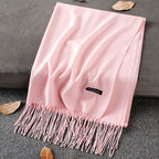 Solid Colour Premium Tassel Scarf - Baby Pink / 200x70CM - Cashmere Shawl