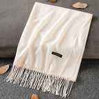 Solid Colour Premium Tassel Scarf - Beige / 200x70CM - Cashmere Shawl