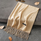 Solid Colour Premium Tassel Scarf - Camel / 200x70CM - Cashmere Shawl