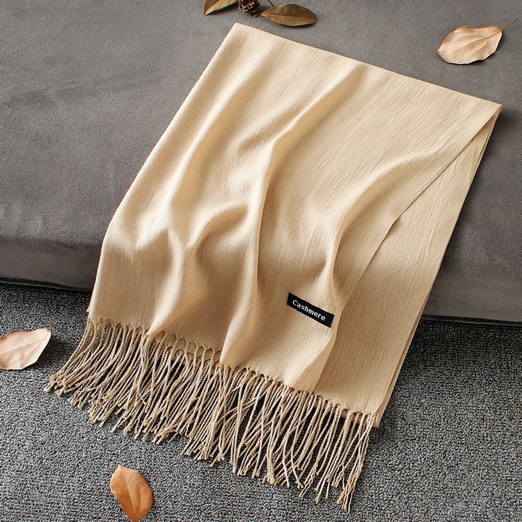 Solid Colour Premium Tassel Scarf - Camel / 200x70CM - Cashmere Shawl