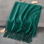 Solid Colour Premium Tassel Scarf - Dark Green / 200x70CM - Cashmere Shawl