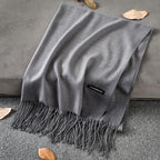 Solid Colour Premium Tassel Scarf - Dark Grey / 200x70CM - Cashmere Shawl