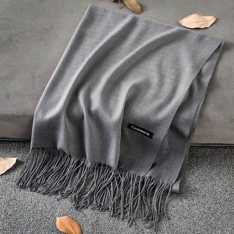Solid Colour Premium Tassel Scarf - Dark Grey / 200x70CM - Cashmere Shawl