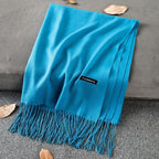 Solid Colour Premium Tassel Scarf - Hole Blue / 200x70CM - Cashmere Shawl