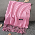 Solid Colour Premium Tassel Scarf - Leather Red / 200x70CM - Cashmere Shawl