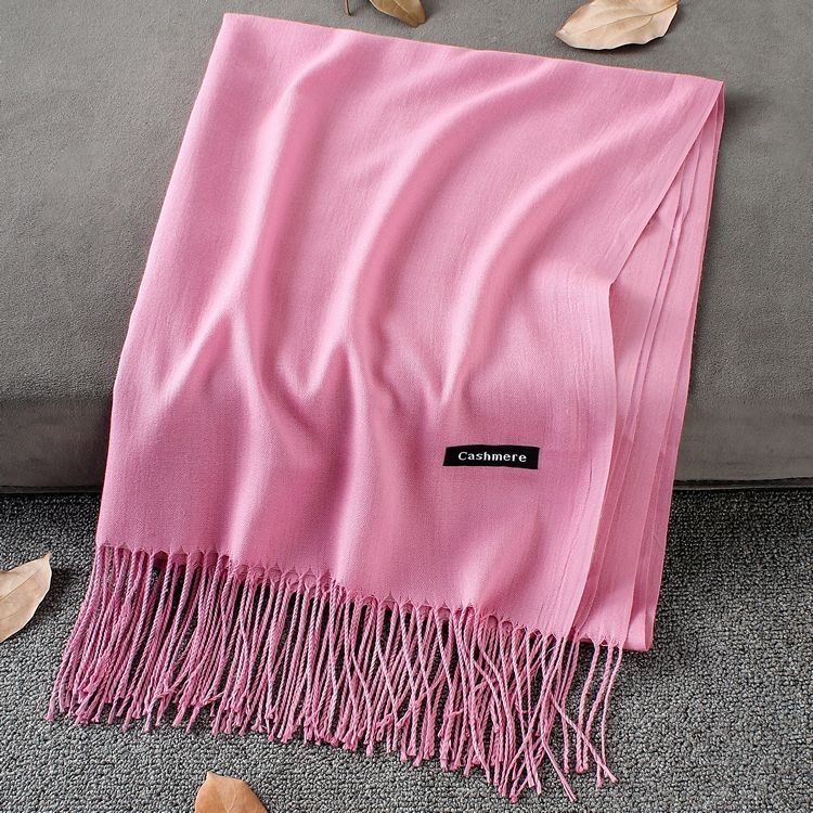 Solid Colour Premium Tassel Scarf - Leather Red / 200x70CM - Cashmere Shawl