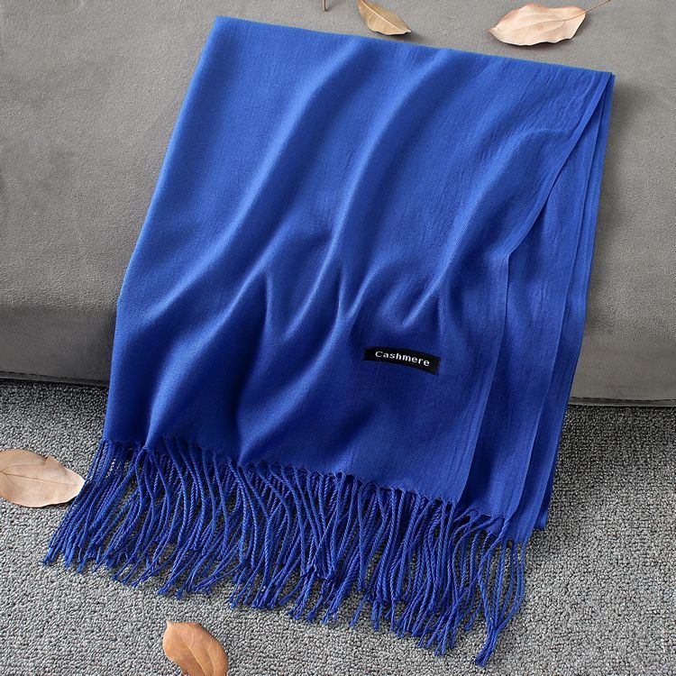 Solid Colour Premium Tassel Scarf - Royal / 200x70CM - Cashmere Shawl