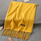 Solid Colour Premium Tassel Scarf - Turmeric / 200x70CM - Cashmere Shawl