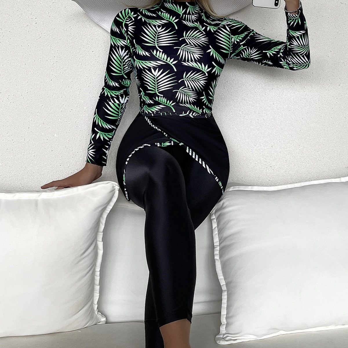 Split Three-pieces Plus Size Swimsuit Long-sleeved Cross-border Swimwear