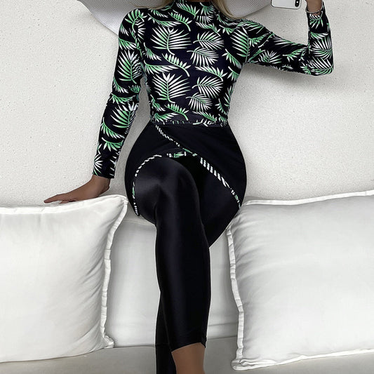 Split Three-pieces Plus Size Swimsuit Long-sleeved Cross-border Swimwear