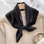 Spring And Autumn Elegant Retro Silk High-end Scarf - Black / 70x70cm