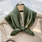 Spring And Autumn Elegant Retro Silk High-end Scarf - Dark Green / 70x70cm