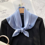 Spring And Autumn Elegant Retro Silk High-end Scarf - Pretty Gray And Blue / 70x70cm