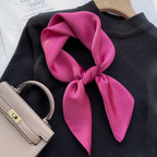 Spring And Autumn Elegant Retro Silk High-end Scarf - Rose Red / 70x70cm