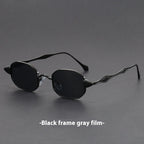 Spring Retro Sunglasses - Black Frame Gray Piece - Sunglass