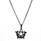 Stainless Steel Gothic Moon And Pentagram Pendant Necklace