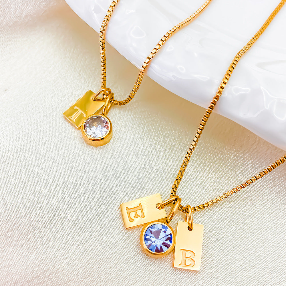 Stainless Steel Plated English Letter Pendant Necklace - Necklace